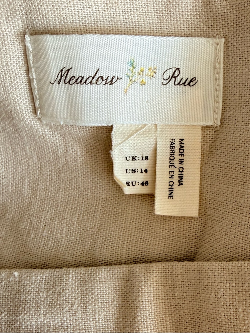 Anthropologie Floral Cream A-Line Skirt embroidered linen - Picture 6 of 6